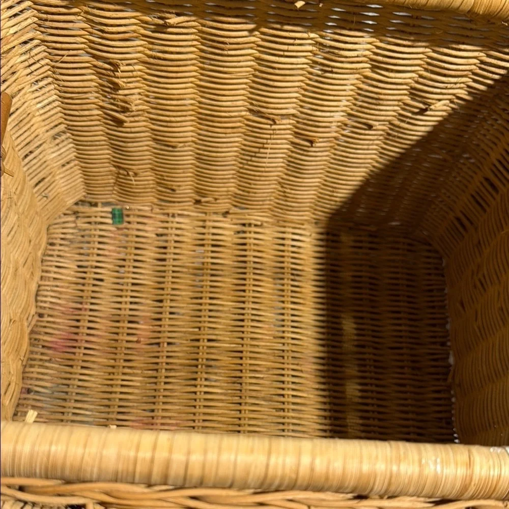 Two Adorable Vintage Elephant Design Wicker Storage Trunks/Baskets - Brown